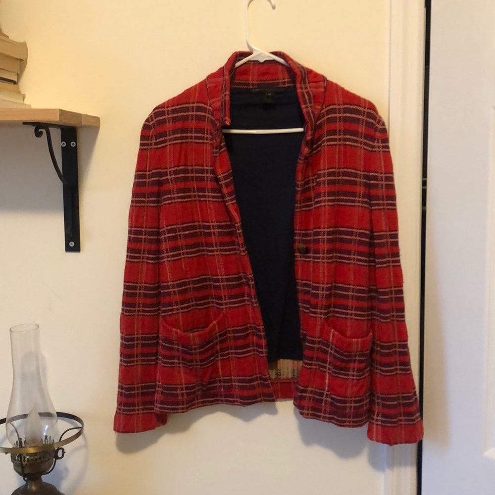 Marc Jacobs red plaid blazer